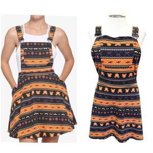 Disney Mickey Minnie Pumpkin Candy Corn Pinafore Overall Dress‎ Her Universe 5X